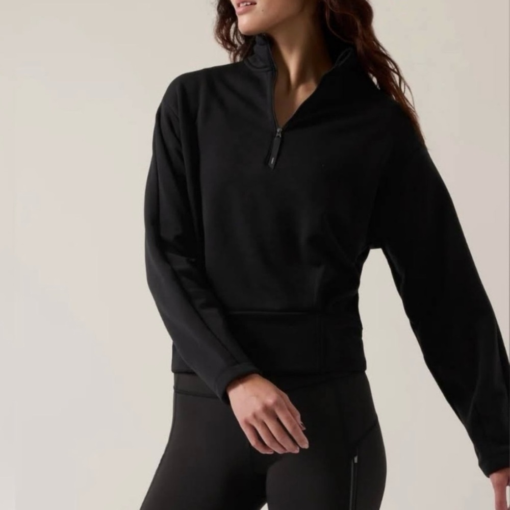 Athleta Altitude Polartec Half Zip Sweatshirt Black